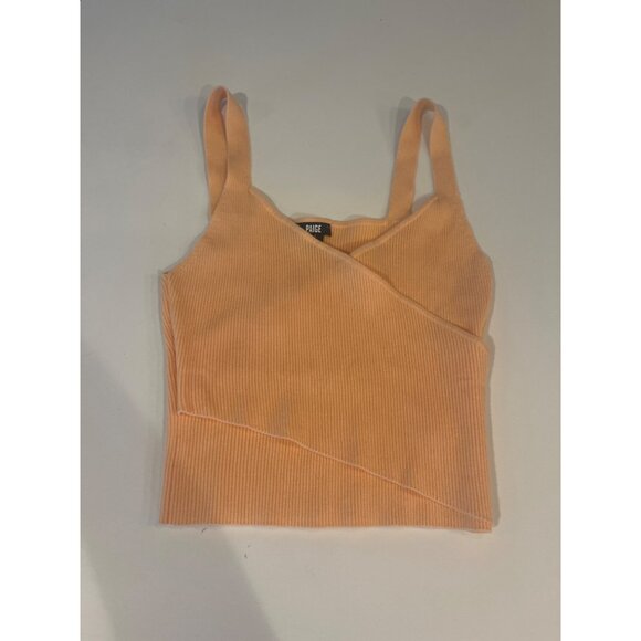 Ribbed Peach Sleeveless Wrap Tank Top By Paige - Size L - Picture 1 of 7